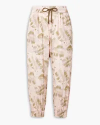 Paradised Cropped printed voile track pants - Pink Pink