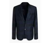 Checked wool-twill blazer - Blue