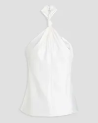 GALVAN Knotted satin halterneck top - White White