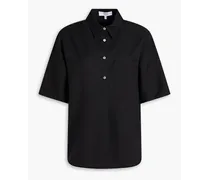 Wool-blend twill polo shirt - Black