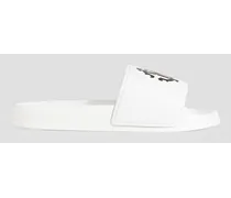 Roberto Cavalli Printed embossed rubber slides - White White
