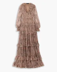 Etro Ruffled tiered paisley-print silk-crepon maxi dress - Pink Pink