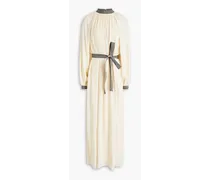 Gathered silk-crepe maxi dress - Neutral