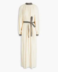 Tory Burch Gathered silk-crepe maxi dress - Neutral Neutral