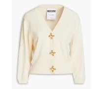 Button-embellished wool cardigan - White