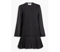 Allensia shirred crinkled cotton-voile mini dress - Black