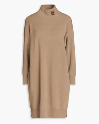 Brunello Cucinelli Bead-embellished cashmere turteneck mini dress - Neutral Neutral