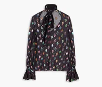 Lauren silk and lurex blend fil coupé blouse - Black