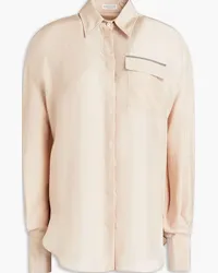 Brunello Cucinelli Bead-embellished silk-charmeuse shirt - Pink Pink