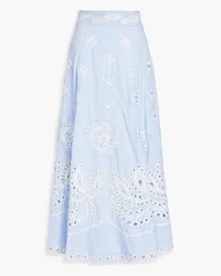 RED Valentino Striped broderie anglaise cotton maxi skirt - Blue Blue