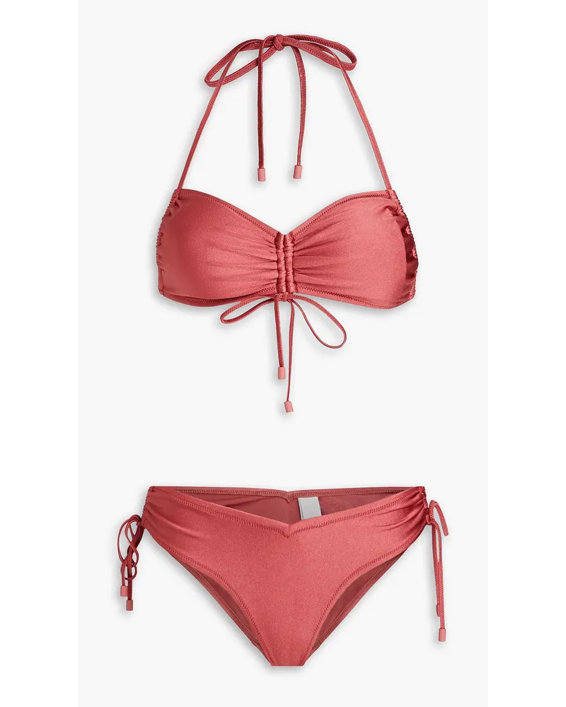 Zimmermann Ruched hatlterneck bikini - Pink Pink