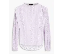 Striped broderie anglaise cotton blouse - Purple