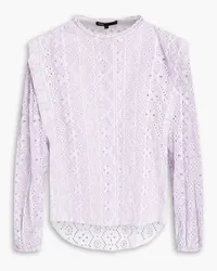 Maje Striped broderie anglaise cotton blouse - Purple Purple