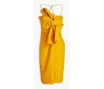 Knotted cotton-poplin dress - Yellow