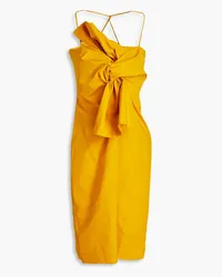 bassike Knotted cotton-poplin dress - Yellow Yellow