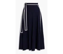 Belted wool and cashmere-blend midi skirt - Blue