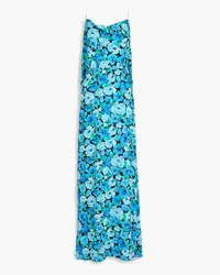 ROTATE Birger Christensen Draped floral-print crepe de chine maxi dress - Blue Blue