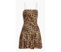 Alice Olivia - Ginny pleated leopard-print crepe mini dress - Animal print