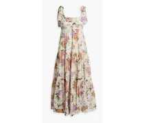 Tiered floral-print cotton-gauze midi dress - Multicolor