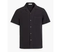Camp cotton-seersucker shirt - Black