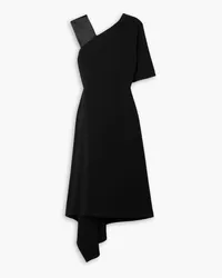 Co One-sleeve satin-trimmed jersey midi dress - Black Black