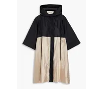 Oversized two-tone shell hooded raincoat - Black