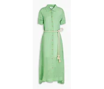 Linen-blend gauze midi dress - Green