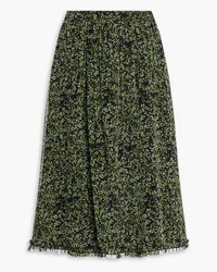 Mikael Aghal Gathered floral-print chiffon skirt - Black Black