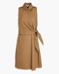 Vince Wrap-effect cotton-poplin dress - Brown Brown