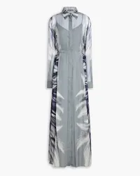 Alberta Ferretti Printed voile maxi shirt dress - Gray Gray