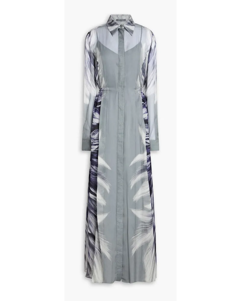 Alberta Ferretti Printed voile maxi shirt dress - Gray Gray