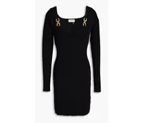 Eydis chain-embellished ribbed-knit mini dress - Black