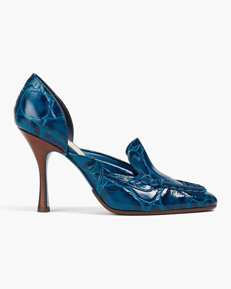 TOD'S Croc-effect leather pumps - Blue Blue