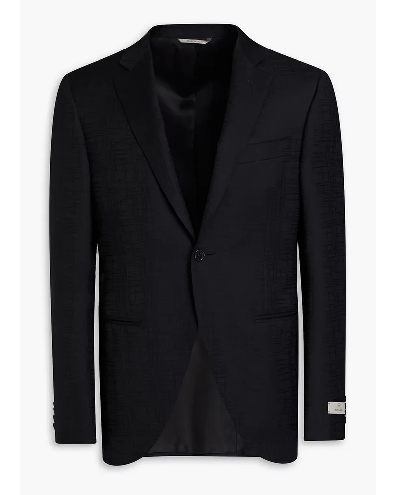 Canali Wool-jacquard blazer - Black Black