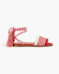 RED Valentino Tasseled striped faux raffia sandals - Red Red