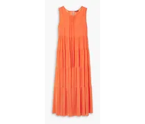 Benedetta tiered stretch-mesh maxi dress - Orange