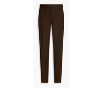 Tapered wool-twill pants - Brown