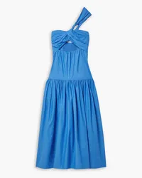 A.L.C. Aubrey one-shoulder cutout tiered cotton-poplin midi dress - Blue Blue