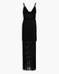 Hervé Léger Fringed stretch-knit gown - Black Black