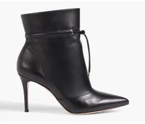 Avery tie-detailed leather ankle boots - Black