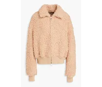 Bouclé-knit wool-blend bomber jacket - Neutral