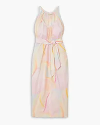 Mara Hoffman Sydney belted printed cotton-crepon midi dress - Pink Pink