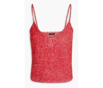 Mélange ribbed-knit top - Red