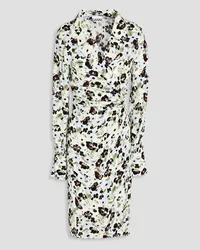 Ganni Floral-print crepe wrap dress - White White