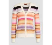 Striped knitted cardigan - White