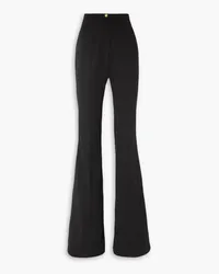 Patou Pleated wool-blend twill flared pants - Black Black