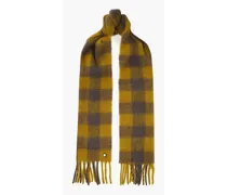 Fringed checked alpaca-blend scarf - Green