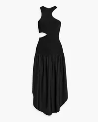 Stella McCartney Cutout silk and stretch-knit midi dress - Black Black