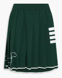 Thom Browne Hector Icon pleated jacquard-knit wool-blend mini skirt - Green Green