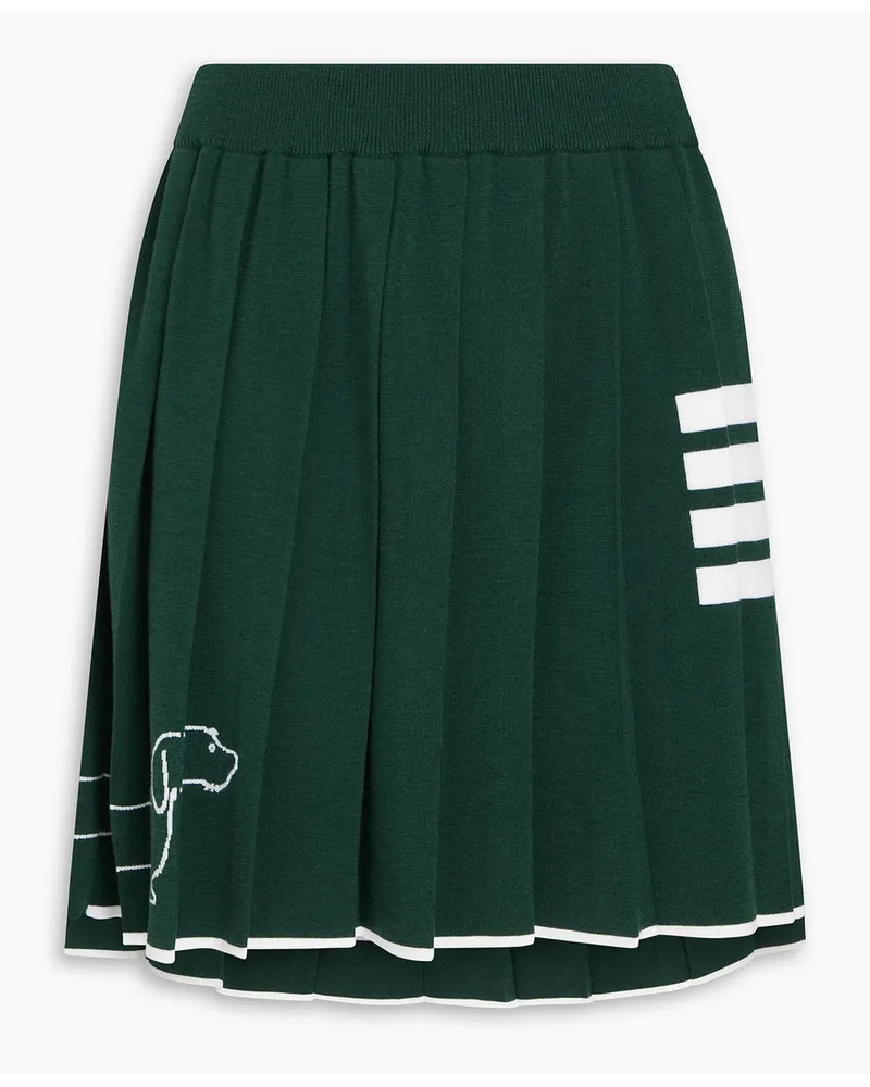 Thom Browne Hector Icon pleated wool-blend mini skirt - Green Green